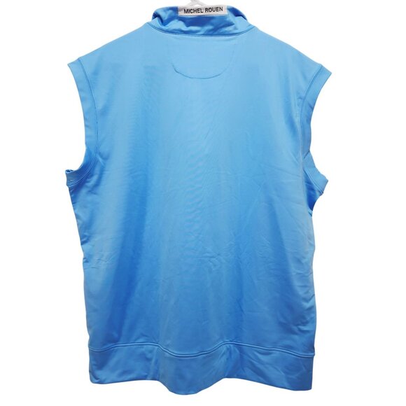 Michel Rouen Mens Size XL Light Blue Performance Vest Zip Neck Activewear - Picture 2 of 7